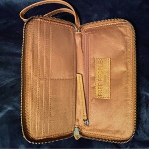 Brown suede Free People vegan wallet
